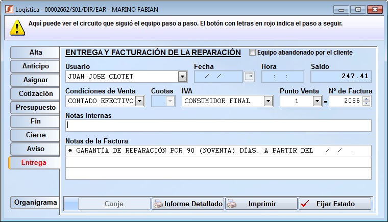 Entrega de los equipos